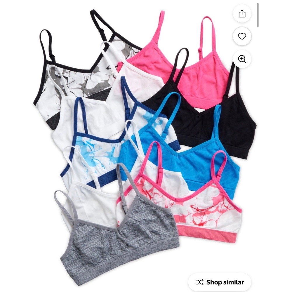 Sweet & Sassy Girls Seamless Training Bra Cami – 9 Pack – Size Large